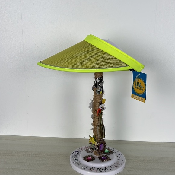 MG UV Protection 50+ unisex neon green clip on visor hat Size O/S - Picture 6 of 8